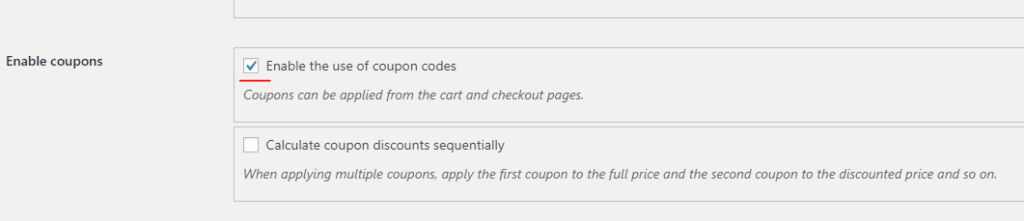 disable the use of coupons