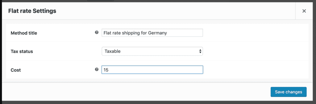 flat rate shipping for country