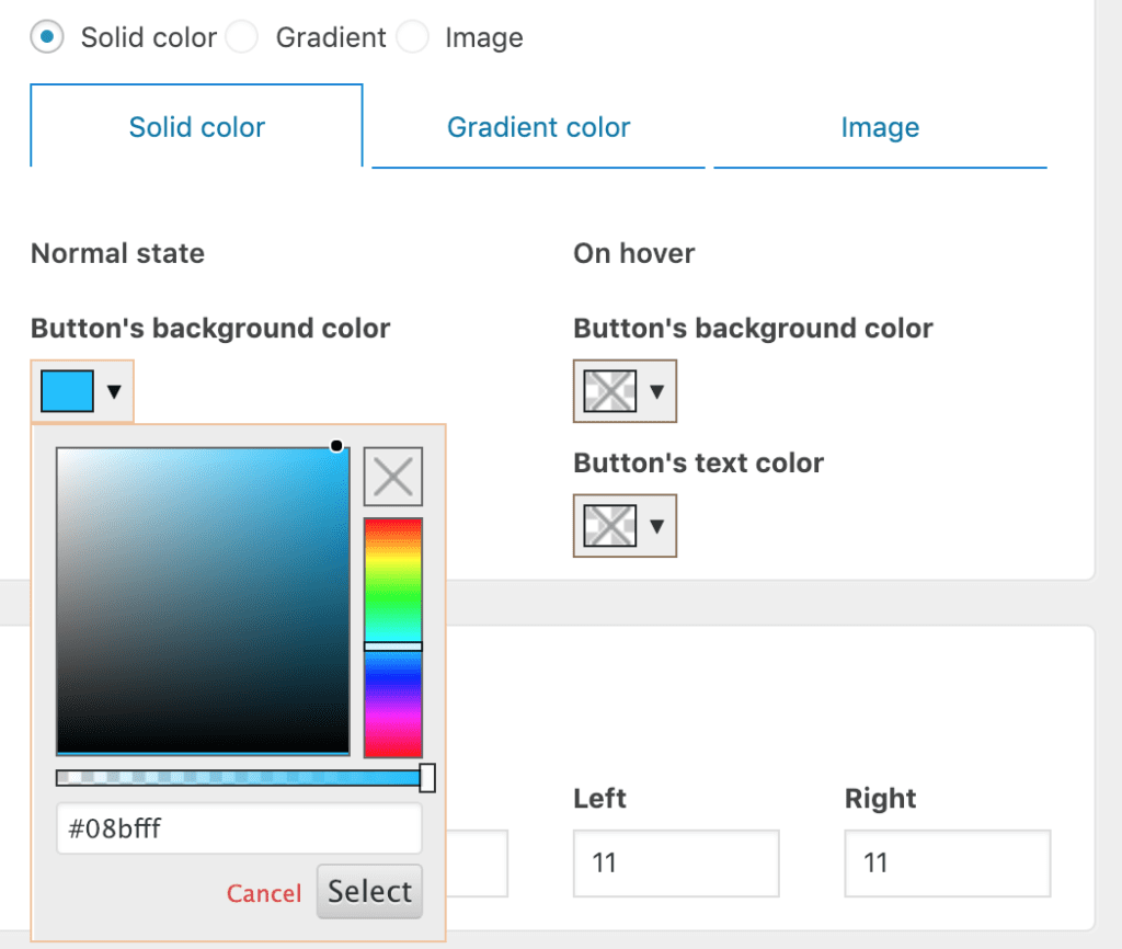 select color for the button