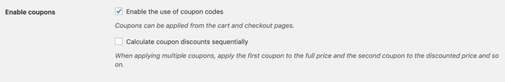 enable the coupon codes usages in WooCommerce