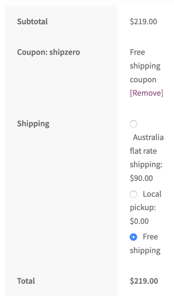 free shipping applied