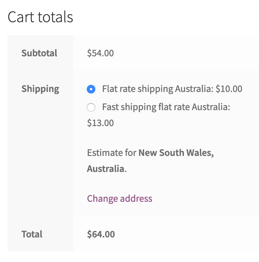 free shipping inactive when the cart total is less than minimum required