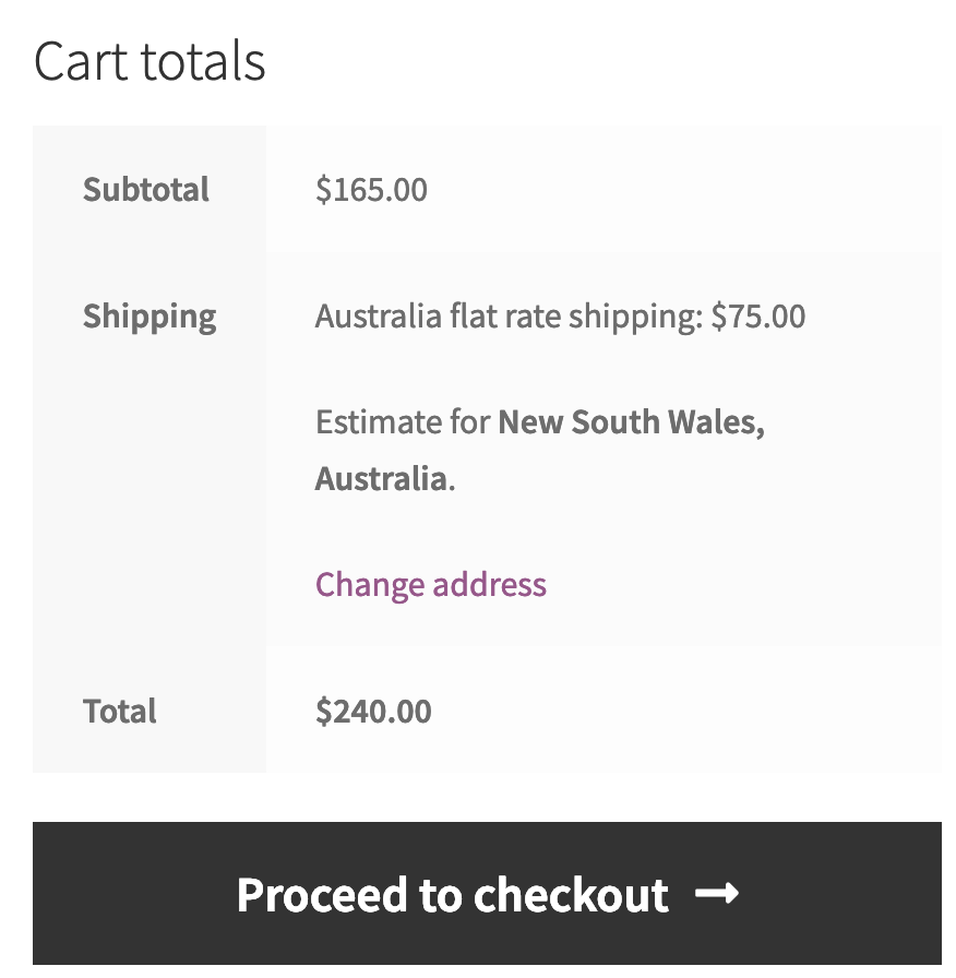 shipping fee calculated with shipping classes